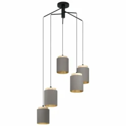 Lampes En Tissu-Luminaires Eglo Suspension Eglo ALBARIZA Brun, Noir, 5 lumières