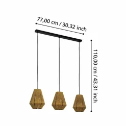 Style Boho-Chic-Luminaires Eglo Suspension Eglo ALDERNEY Noir, 3 lumières