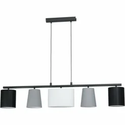 Lampes En Tissu-Luminaires Eglo Suspension EGLO ALMEIDA Noir, 5 lumières