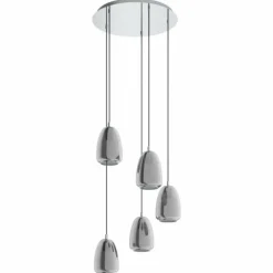 Suspension Verre Fumé-Luminaires Eglo Suspension EGLO ALOBRASE Chrome, 5 lumières