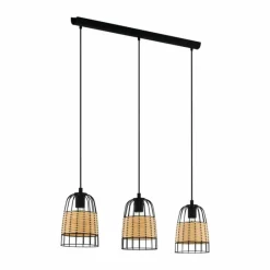 Style Boho-Chic-Luminaires Eglo Suspension Eglo ANWICK Noir, 3 lumières