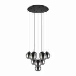 Suspension Verre Fumé-Luminaires Eglo Suspension EGLO ARISCANI Noir, 10 lumières