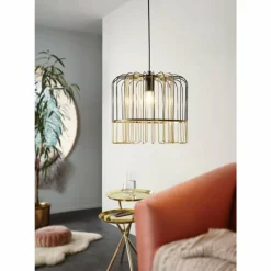 Lampes Vintages & Rétros-Luminaires Eglo Suspension EGLO ASUNCIÓN Nickel mat, Noir, 1 lumière