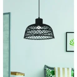 Style Boho-Chic-Luminaires Eglo Suspension Eglo AUSNBY Noir, 1 lumière