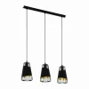 Lampes En Tissu-Luminaires Eglo Suspension Eglo AUSTELL Noir, 3 lumières