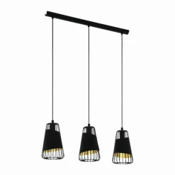 Lampes En Tissu-Luminaires Eglo Suspension Eglo AUSTELL Noir, 3 lumières