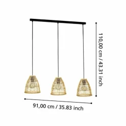 Style Boho-Chic-Luminaires Eglo Suspension Eglo AYESGARTH Noir, 3 lumières