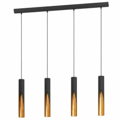 Lampes Dorées-Luminaires Eglo Suspension Eglo BARBOTTO LED Or, Noir, 4 lumières