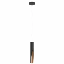 Lampes En Bois-Luminaires Eglo Suspension Eglo BARBOTTO LED Brun, Noir, 1 lumière