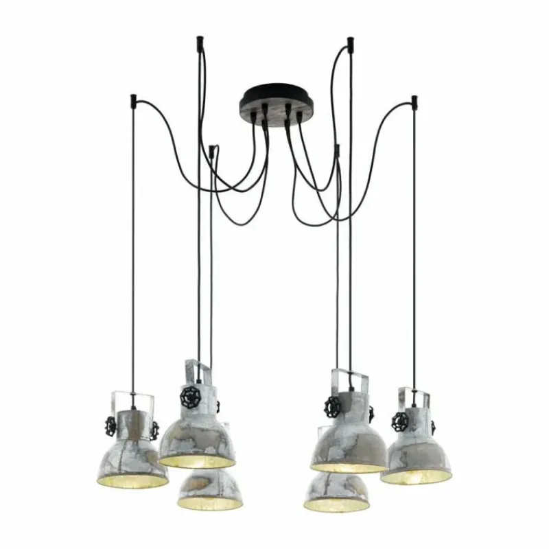 Lampes Vintages & Rétros-Luminaires Eglo Suspension Eglo BARNSTAPLE Brun, Noir, 6 lumières