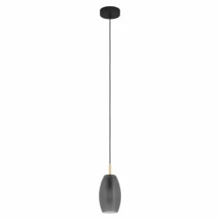 Suspension Verre Fumé-Luminaires Eglo Suspension Eglo BATISTA Laiton, Noir, 1 lumière