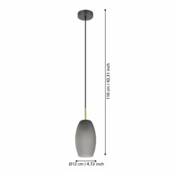 Suspension Verre Fumé-Luminaires Eglo Suspension Eglo BATISTA Laiton, Noir, 1 lumière