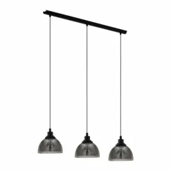 Suspension Verre Fumé-Luminaires Eglo Suspension EGLO BELESER Noir, 3 lumières