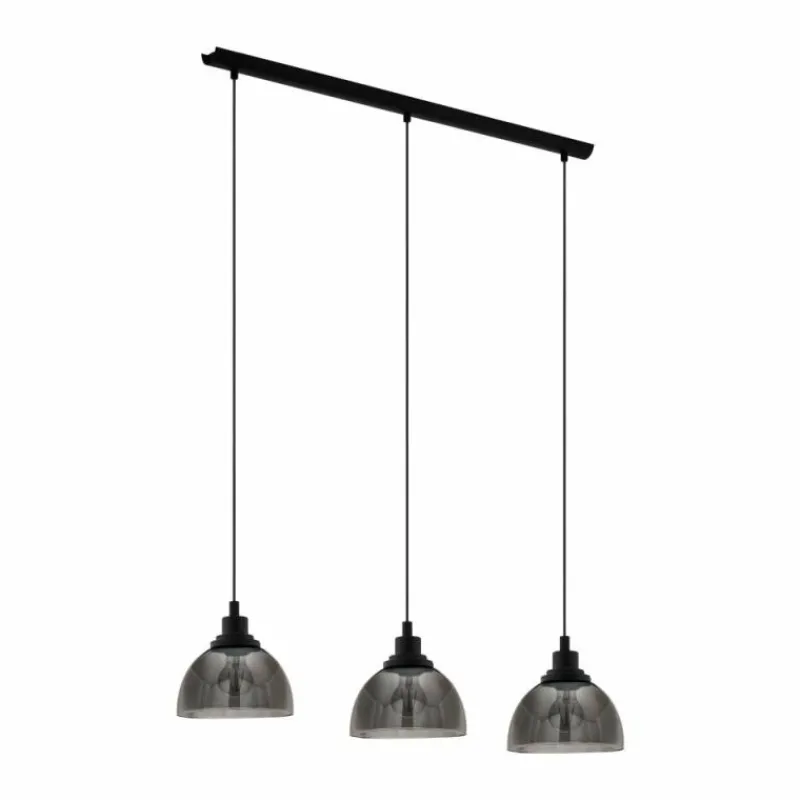 Suspension Verre Fumé-Luminaires Eglo Suspension EGLO BELESER Noir, 3 lumières