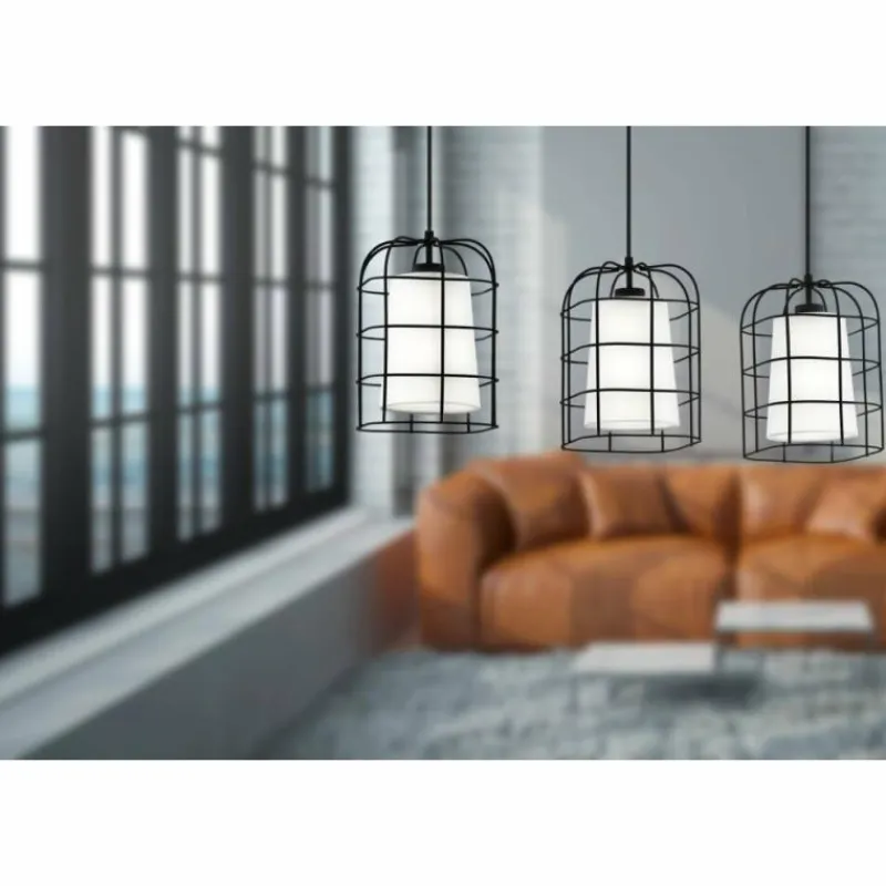 Lampes En Tissu-Luminaires Eglo Suspension Eglo BITTAMS Noir, 3 lumières