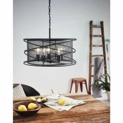 Lampes Vintages & Rétros-Luminaires Eglo Suspension EGLO BLACKWATER Noir, 5 lumières