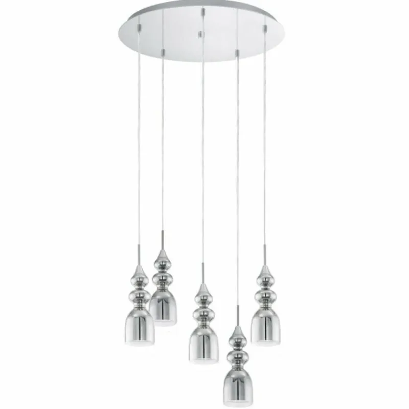 Luminaires Eglo Suspension Eglo BOLANOS LED Chrome, 5 lumières