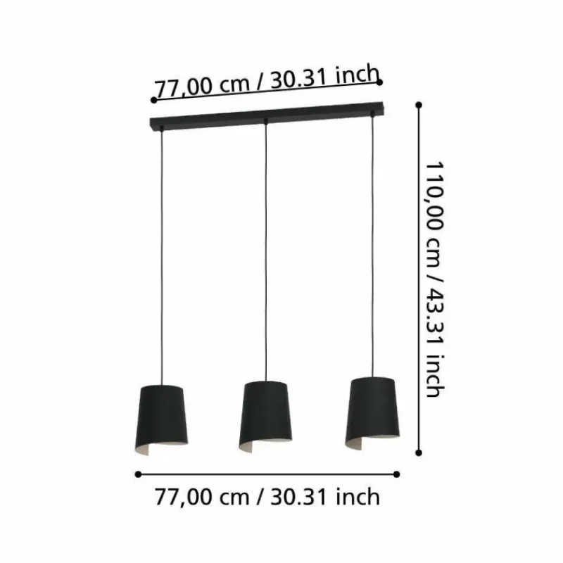 Luminaires Eglo Suspension Eglo BOLIVIA Noir, 3 lumières* Suspensions