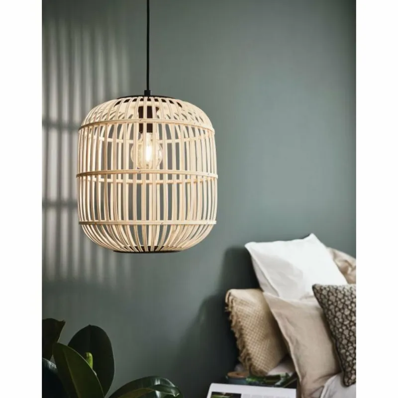 Style Boho-Chic-Luminaires Eglo Suspension EGLO BORDESLEY Noir, 1 lumière