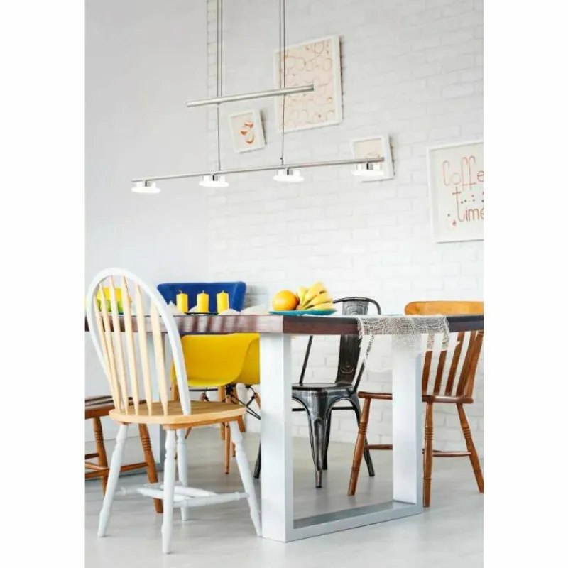 Luminaires Eglo Suspension Eglo BORRIOL LED Nickel mat, 4 lumières* Suspensions