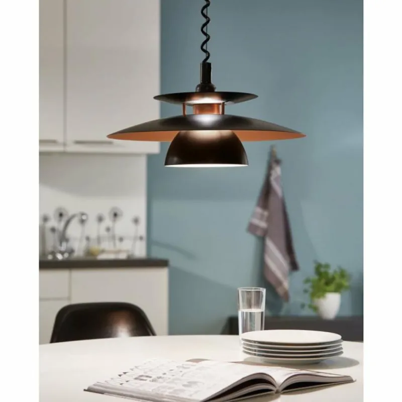 Luminaires Scandinaves-Luminaires Eglo Suspension Eglo BRENDA Noir, 1 lumière