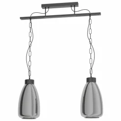Suspension Verre Fumé-Luminaires Eglo Suspension Eglo BRICKFIELD Noir, 2 lumières