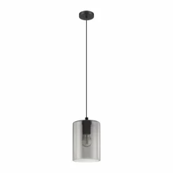 Suspension Verre Fumé-Luminaires Eglo Suspension EGLO CADAQUES Noir, 1 lumière