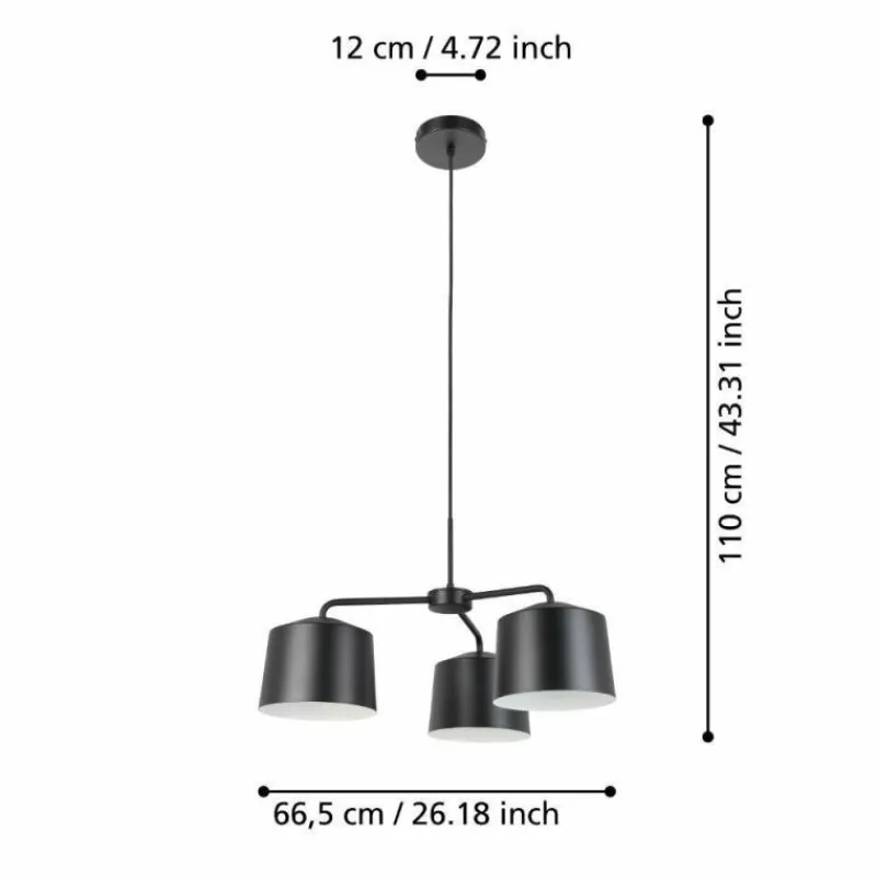Luminaires Eglo Suspension Eglo CAGUANES Noir, Blanc, 3 lumières* Suspensions