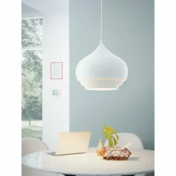 Lampes En Tissu-Luminaires Eglo Suspension Eglo CAMBORNE Blanc, 1 lumière