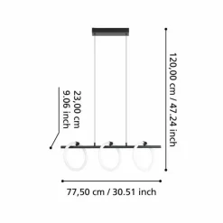 Luminaires Eglo Suspension Eglo CARANACOA LED Noir, 3 lumières* Éclairage Led