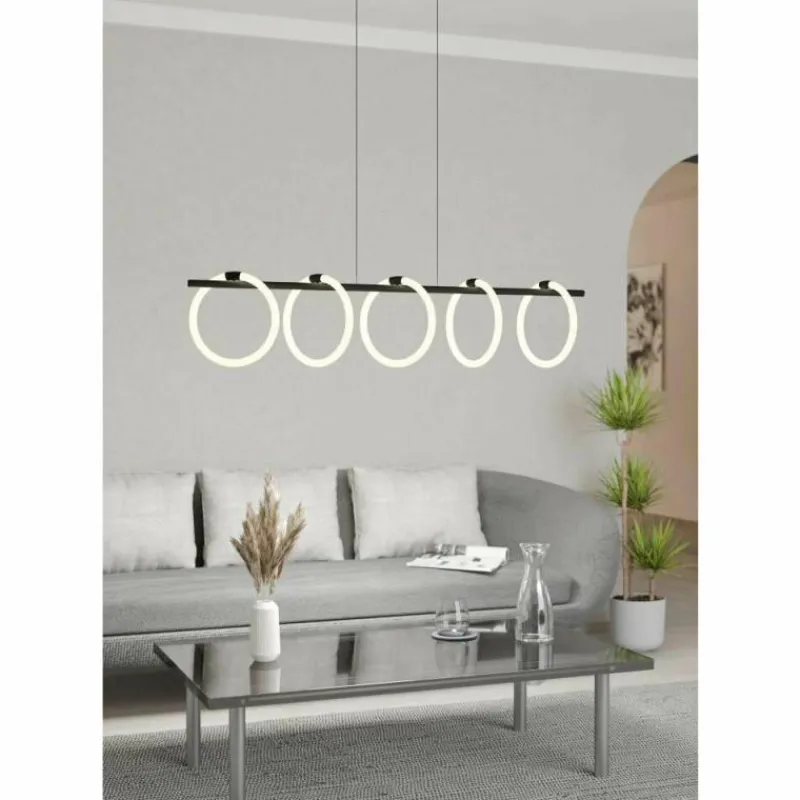 Luminaires Eglo Suspension Eglo CARANACOA LED Noir, 5 lumières* Éclairage Led