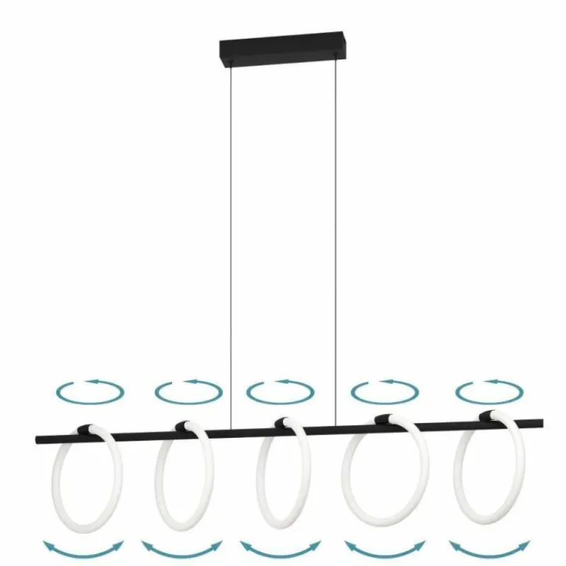 Luminaires Eglo Suspension Eglo CARANACOA LED Noir, 5 lumières* Éclairage Led