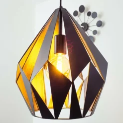 Lampes Vintages & Rétros-Luminaires Eglo Suspension Eglo CARLTON 1 Noir, Argenté, 1 lumière