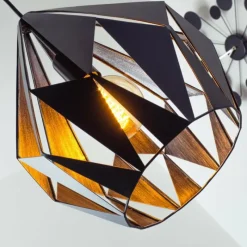 Lampes Vintages & Rétros-Luminaires Eglo Suspension Eglo CARLTON 1 Noir, Argenté, 1 lumière