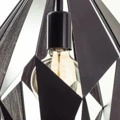 Lampes Vintages & Rétros-Luminaires Eglo Suspension Eglo CARLTON 1 Noir, Argenté, 1 lumière