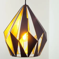 Lampes Vintages & Rétros-Luminaires Eglo Suspension Eglo CARLTON 1 Noir, Argenté, 1 lumière