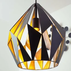 Lampes Vintages & Rétros-Luminaires Eglo Suspension Eglo CARLTON 1 Noir, Argenté, 1 lumière