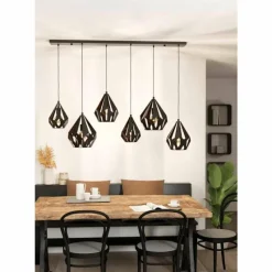 Lampes Industrielles-Luminaires Eglo Suspension Eglo CARLTON Cuivre, Noir, 6 lumières