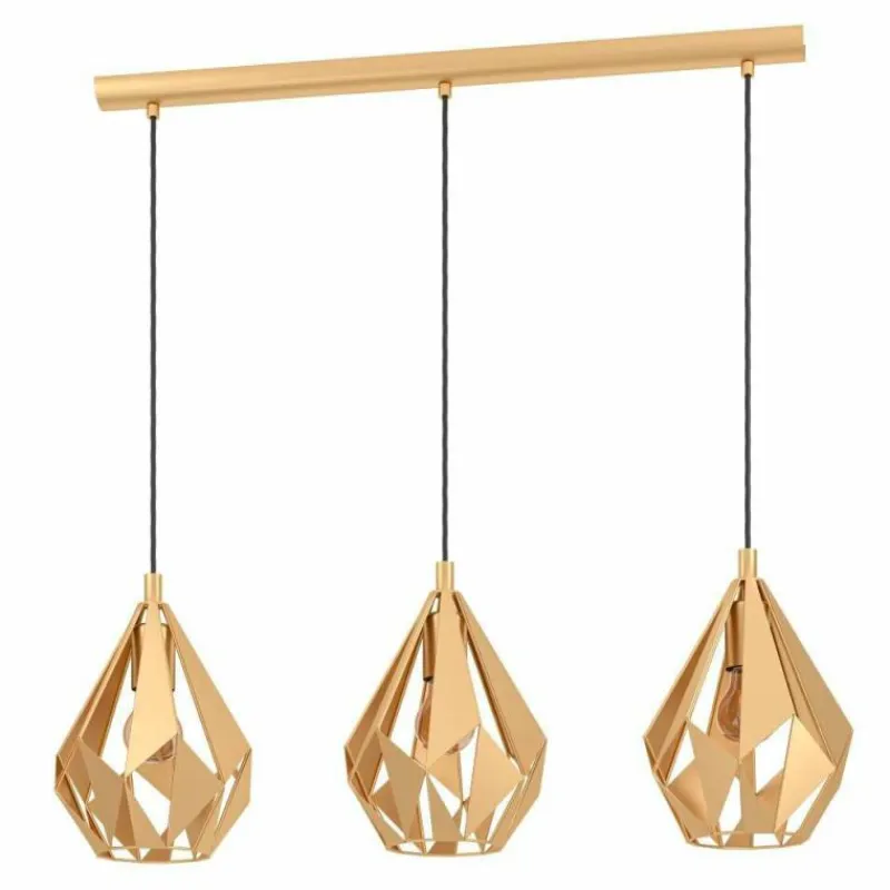 Lampes Dorées-Luminaires Eglo Suspension Eglo CARLTON Or, 3 lumières