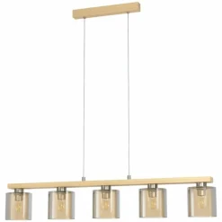 Lampes Vintages & Rétros-Luminaires Eglo Suspension EGLO CASTRALVO Brun, Nickel mat, 5 lumières