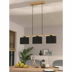 Lampes En Tissu-Luminaires Eglo Suspension Eglo CASTRALVO Brun, 3 lumières