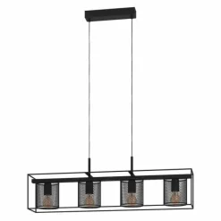 Lampes Industrielles-Luminaires Eglo Suspension Eglo CATTERICK Noir, 4 lumières