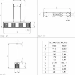 Lampes Industrielles-Luminaires Eglo Suspension Eglo CATTERICK Noir, 4 lumières