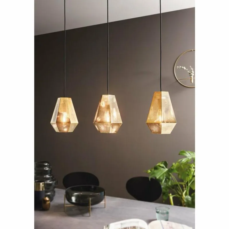 Lampes Industrielles-Luminaires Eglo Suspension EGLO CHIAVICA Laiton, 3 lumières