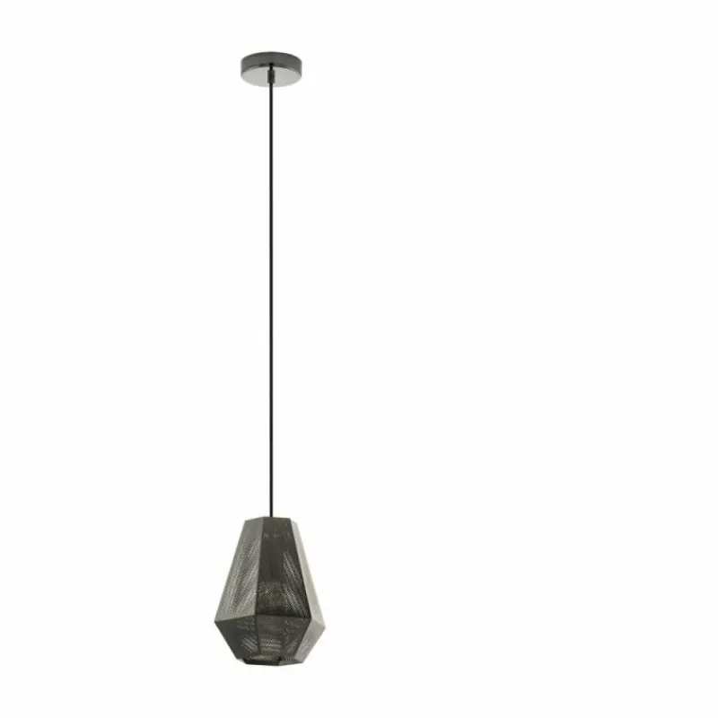 Lampes Industrielles-Luminaires Eglo Suspension EGLO CHIAVICA Nickel mat, Noir, 1 lumière