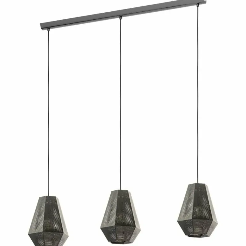 Lampes Industrielles-Luminaires Eglo Suspension EGLO CHIAVICA Nickel mat, Noir, 3 lumières