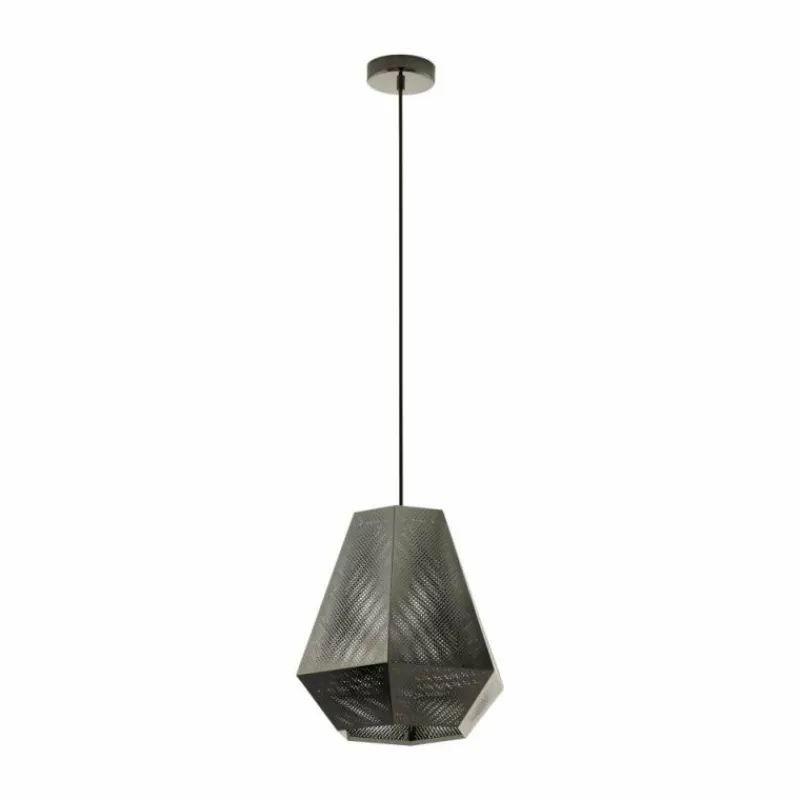 Lampes Industrielles-Luminaires Eglo Suspension EGLO CHIAVICA Nickel mat, Noir, 1 lumière