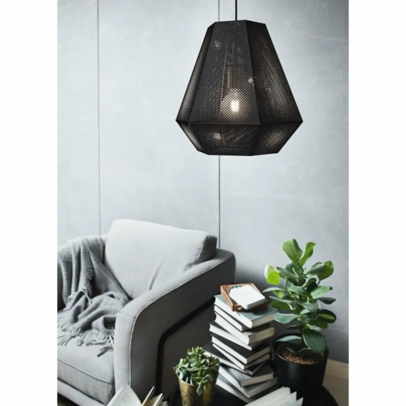 Lampes Industrielles-Luminaires Eglo Suspension EGLO CHIAVICA Nickel mat, Noir, 1 lumière