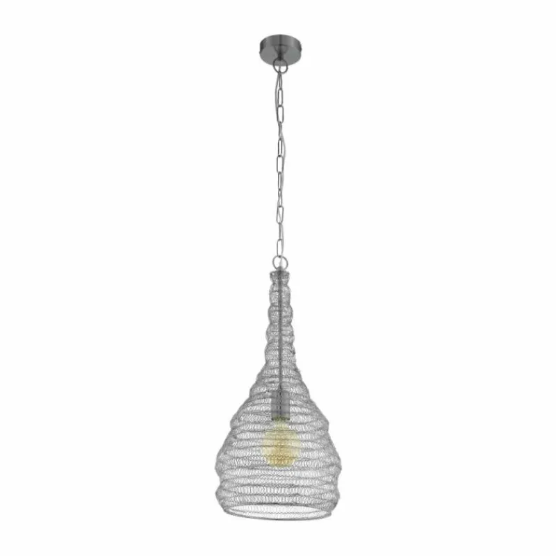 Lampes Vintages & Rétros-Luminaires Eglo Suspension Eglo COLTEN Argenté, 1 lumière