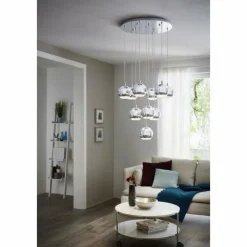 Luminaires Scandinaves-Luminaires Eglo Suspension Eglo CONESSA LED Chrome, 10 lumières
